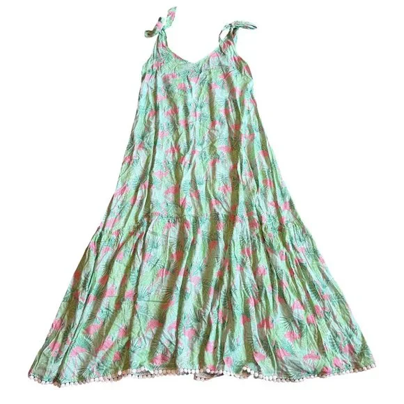 Kenny Flowers The Sunshine State Vacation Maxi Dress Flamingo Beach Size Large - Picture 2 of 12